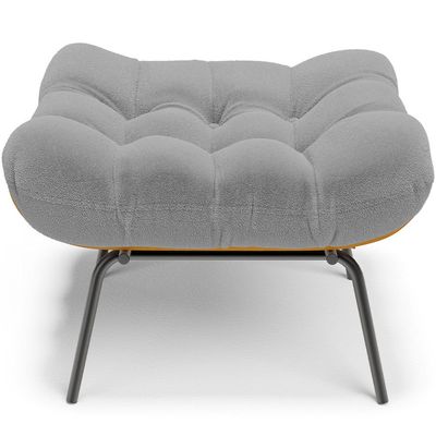 Puff Decorativo Sala de Estar Costela L02 Bouclê Cinza - Lyam Decor