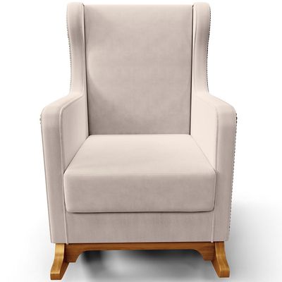 Poltrona de Amamentação com Balanço Mavie L02 Suede Bege - Lyam Decor