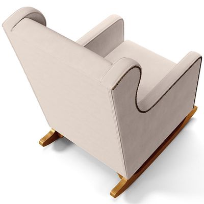 Poltrona de Amamentação com Balanço Mavie L02 Suede Bege - Lyam Decor