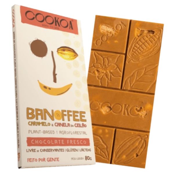 Chocolate Banoffee Caramelo e Canela do Ceilão Vegano Cookoa 80g