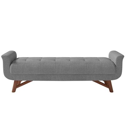Puff Recamier Decorativo com Pés em Madeira 160 cm Itália P05 Bouclê Cinza - Lyam Decor