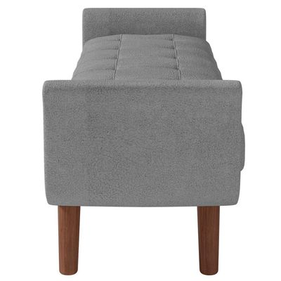 Puff Recamier Decorativo com Pés em Madeira 140 cm Itália P05 Bouclê Cinza - Lyam Decor