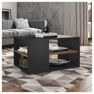 Mesa de Centro Com Divisória Retangular Opala Preto Caemmun