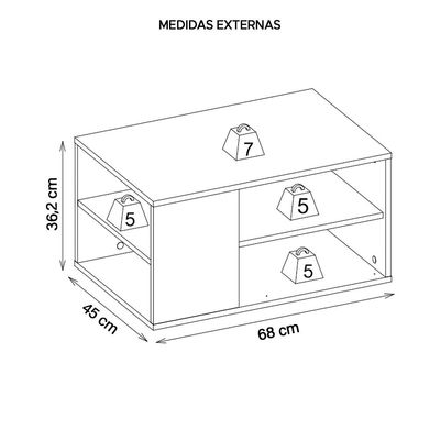 Mesa de Centro Com Divisória Retangular Opala Preto Caemmun