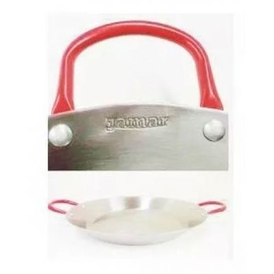Paellera Tacho Aço Inox 2mm 3 Litros 35cm Alça Vermelha