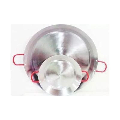 Paellera Tacho Aço Inox 2mm 9 Litros 50,5cm Alça Vermelha