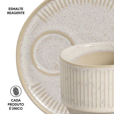 Conjunto de Xícaras de Chá Empilháveis com Pires Porto Brasil Latte 230 ml Bege