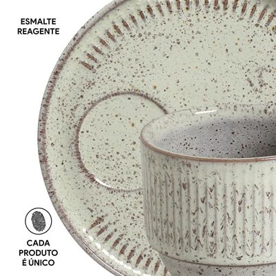 Conjunto de Xícaras de Chá Empilháveis com Pires Porto Brasil Pistache 6 peças 230 ml Verde