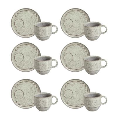 Conjunto de Xícaras de Chá Empilháveis com Pires Porto Brasil Pistache 6 peças 230 ml Verde