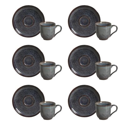 Conjunto de Xícaras de Café com Pires Porto Brasil Bio Titanium 6 peças - 120 ml Azul