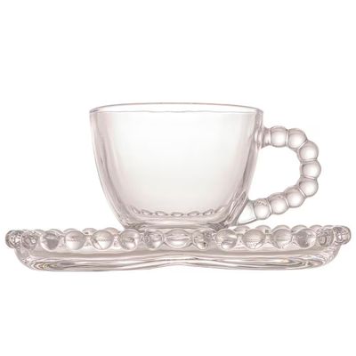 Conjunto com 4 Xícaras e Pires para Café Wolff Pearl Coração em Cristal - 85 ml Cristal