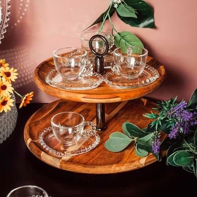 Conjunto com 4 Xícaras e Pires para Café Wolff Pearl Coração em Cristal - 85 ml Cristal