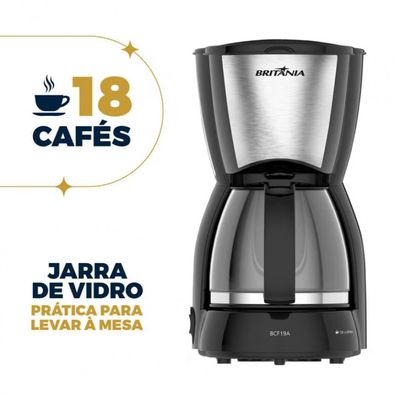 Cafeteira Elétrica Britânia BCF19 18 xícaras Preto e Inox / 220V