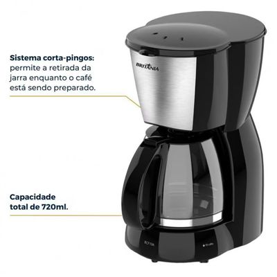 Cafeteira Elétrica Britânia BCF19 18 xícaras Preto e Inox / 220V