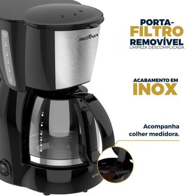 Cafeteira Elétrica Britânia BCF19 18 xícaras Preto e Inox / 220V