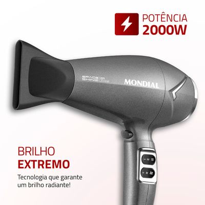 Secador de Cabelos Space Shine Mondial Grafite 2000W SC-20 127V