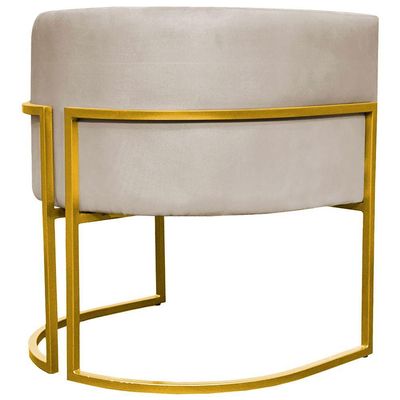 Poltrona Decorativa Recepção Luna Suede Cores Base De Ferro Dourada - Bege, Suede
