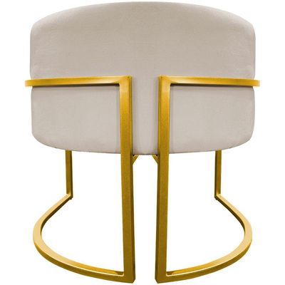 Poltrona Decorativa Recepção Luna Suede Cores Base De Ferro Dourada - Bege, Suede