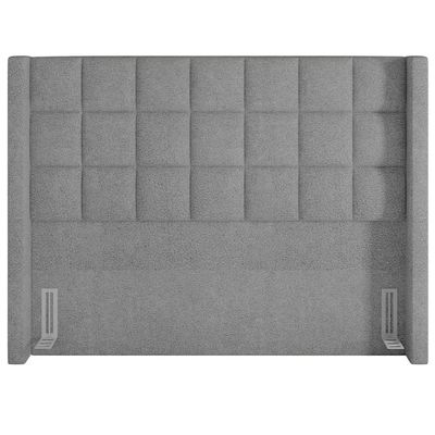 Kit Cabeceira Cama Box Paris 140 cm com Puff Recamier Itália P05 Bouclê Cinza - Lyam Decor