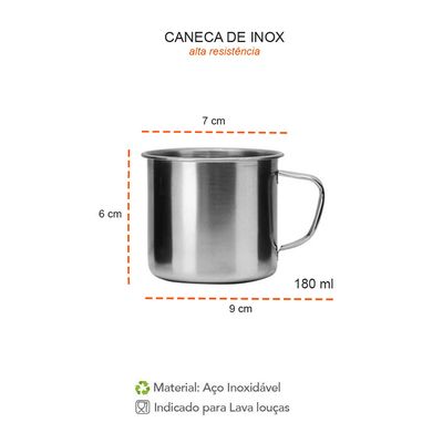 Caneca Mini Pequena Xicara Aço Inox 180ml