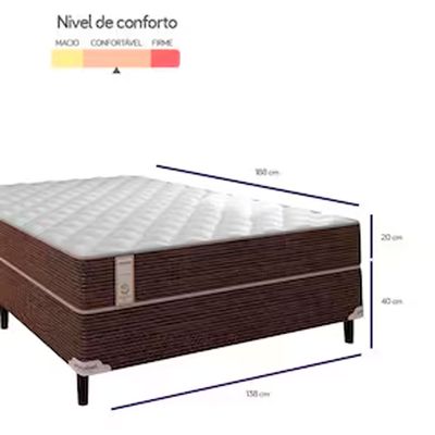 Cama Box de Casal Portobel Roma com Molas Ensacadas 60x138x188cm Branco com Marrom