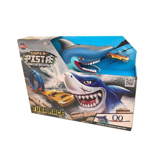Super Pista de Corrida Tubarão Com Carrinho 2 Looping Toyng Super Pista de Corrida Tubarão Com Carrinho 2 Looping Toyng