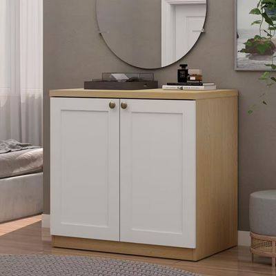 Cômoda Genialflex Infinity com 2 Portas e 79 cm de Largura Savana com Branco