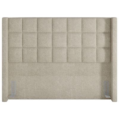 Kit Cabeceira Cama Box Paris 140 cm com Puff Recamier Itália P05 Bouclê Creme - Lyam Decor