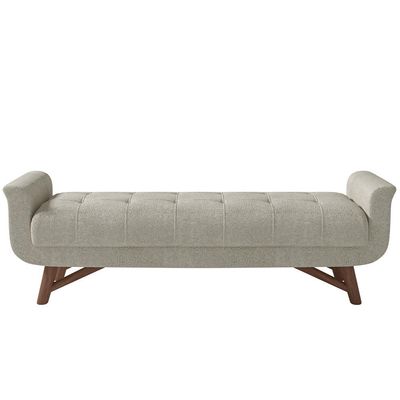 Kit Cabeceira Cama Box Paris 140 cm com Puff Recamier Itália P05 Bouclê Creme - Lyam Decor