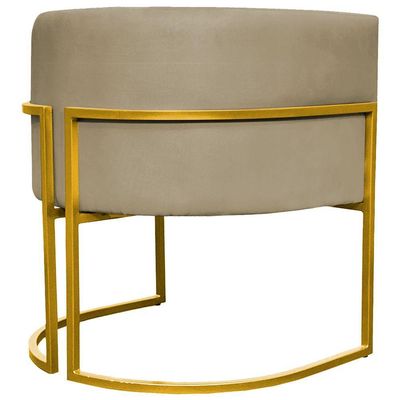 Poltrona Decorativa Recepção Luna Suede Cores Base De Ferro Dourada - Nude, Suede