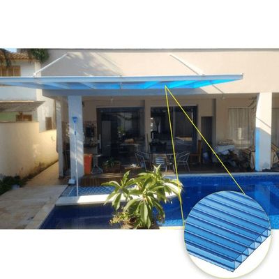 Chapa De Policarbonato Alveolar Azul 6mm 2,10m X 6,00m