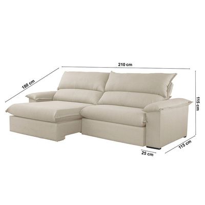 Sofá Filadélfia Linho 02 Módulos 80cm B25cm Meu Sofá Online A302 Linho Branco