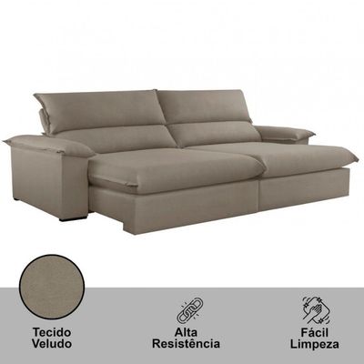 Sofá Filadélfia Veludo 02 Módulos 80cm B25cm Meu Sofá Online B002 Veludo Capuccino