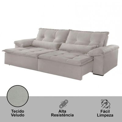 Sofá San Andreas Veludo 2 Módulos 90cm B25cm Meu Sofá Online B026 Veludo Prata