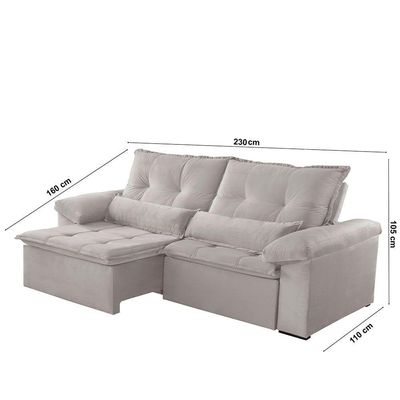 Sofá San Andreas Veludo 2 Módulos 90cm B25cm Meu Sofá Online B026 Veludo Prata
