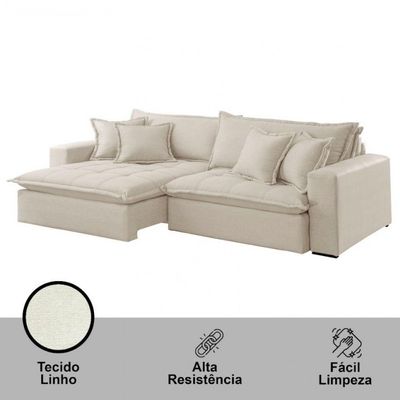 Sofá Zen Linho 02 Módulos 100 Cm B25 Meu Sofá Online A302 Linho Branco