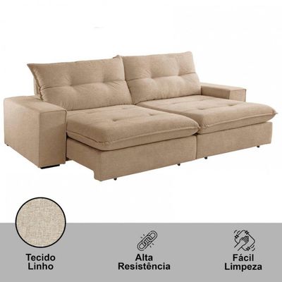 Sofá Athenas Linho 02 Módulos 100 Cm B25cm Meu Sofá Online A226 Linho Bege
