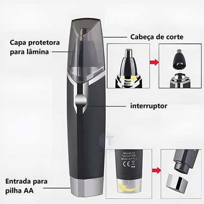 Kemei Km-6512 Aparador De Pelos Elétrico Para Nariz Ouvido E Sobrancelha Profissional