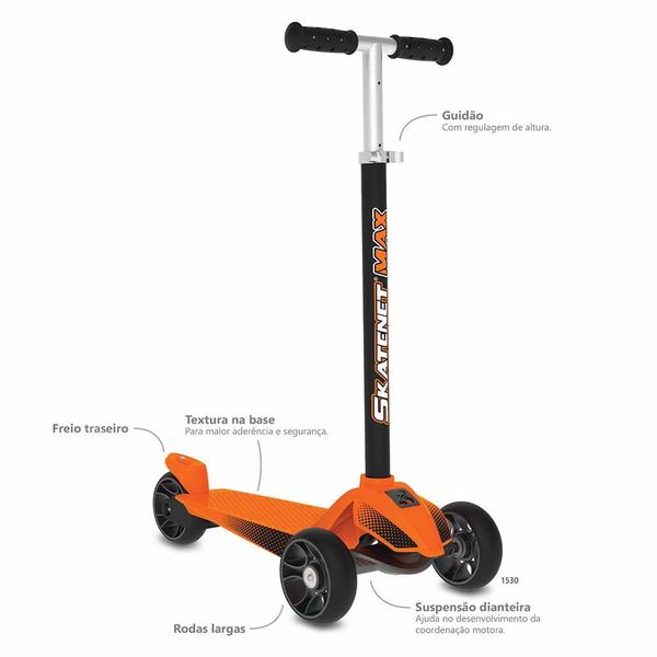 Patinete Skatenet Bandeirante Max Laranja