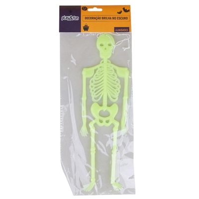Kit Esqueleto Brilha no Escuro Halloween com 2 Play&Fun