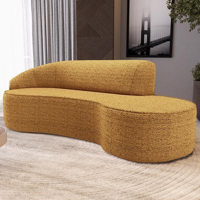 Sofá 4 Lugares Curvo Sala de Estar Living Firenze Esquerdo D02 Prime Bouclê Mostarda 280cm PB-03 - Lyam Decor