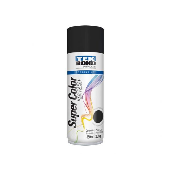 Tinta Spray Tekbond Uso Geral Preto Brilhante 350Ml/250G c/6 pcs