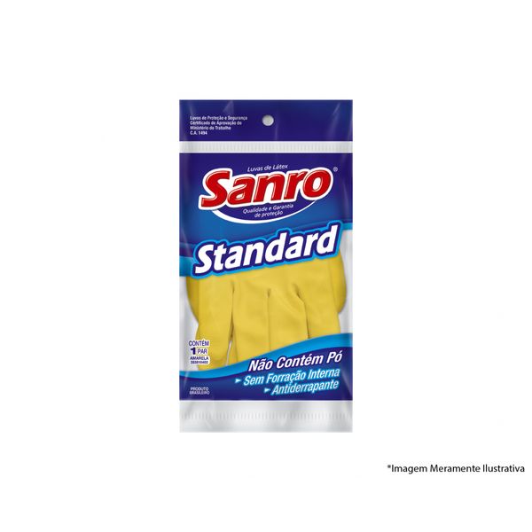 Luva Latex Sanro Standard Amarela C G Blister c/10pcs