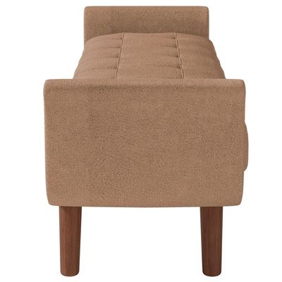 Puff Recamier Decorativo com Pés em Madeira 140 cm Itália P05 Bouclê Bege - Lyam Decor