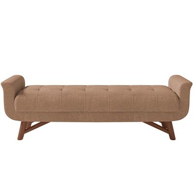 Puff Recamier Decorativo com Pés em Madeira 140 cm Itália P05 Bouclê Bege - Lyam Decor