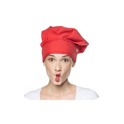 Avental Jeans e Chapeu de Cozinheiro Vermelho Kit Chef Cozinha