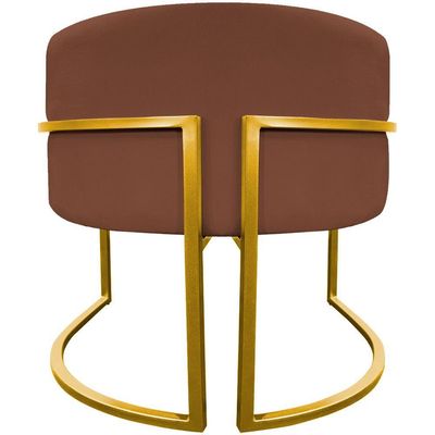 Poltrona Decorativa Recepção Luna Suede Cores Base De Ferro Dourada - Terracota, Suede
