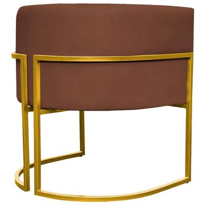 Poltrona Decorativa Recepção Luna Suede Cores Base De Ferro Dourada - Terracota, Suede