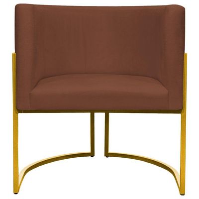 Poltrona Decorativa Recepção Luna Suede Cores Base De Ferro Dourada - Terracota, Suede