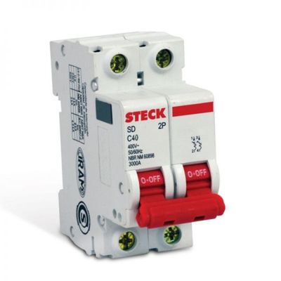 Disjuntor Steck Bipolar Serie Sd62 B 50A Curva C 3Ka